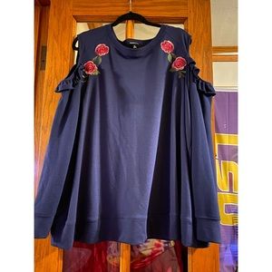 Navy blue cold shoulder sweater